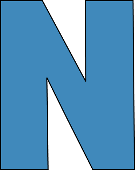 Blue Alphabet Letter N Clip Art Image