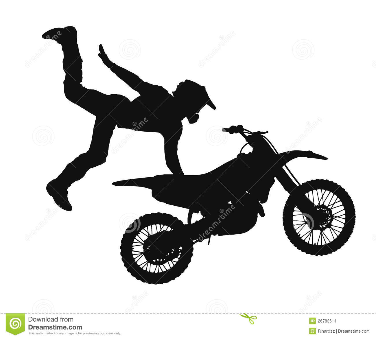 Silhouette Of Freestyle Motocross Rider Jumping Through The Air
