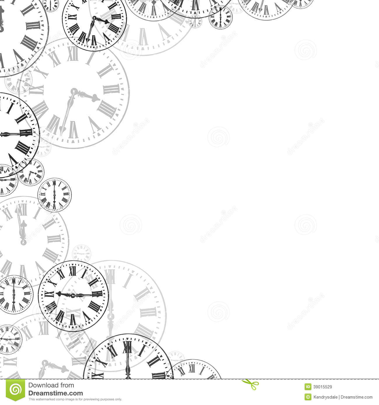 Clocks Black   White Background Border Stock Photo   Image  39015529