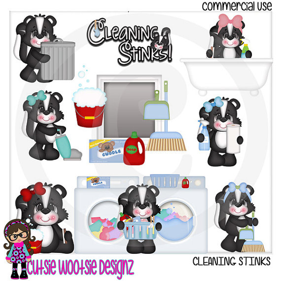 Cleaning Stinks Skunks Clip Art Clipart Graphics Commercial Use