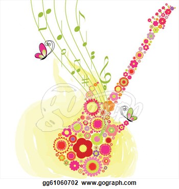 Clip Art Vector   Springtime Flower Guitar Music Festival Background
