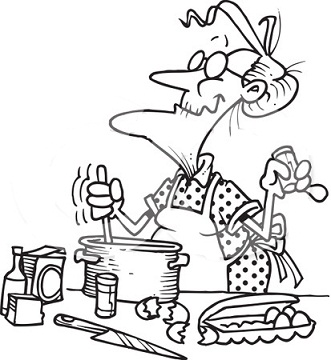 Clipart Illustration Of Coloring Page Line Art Of An Old Woman Baking