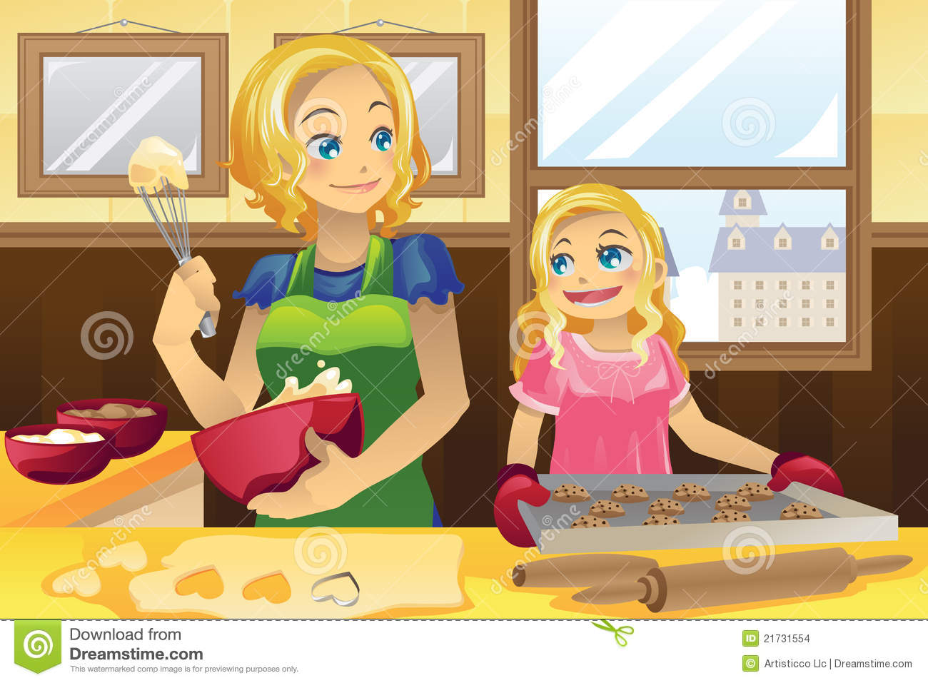 Of A Mother And Her Daughter Baking Cookies In The Kitchen
