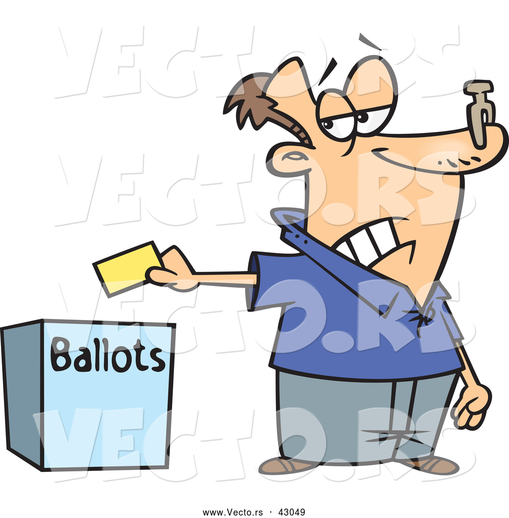 Putting His Ballot In A Box   Voting Stinks Concept By Ron Leishman