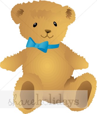 Teddy Bear With Blue Bow Tie   Christmas Teddy Bear Clipart