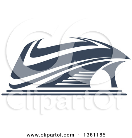 Clipart Of A Blue Sports Stadium Arena Building   Royalty Free Vector