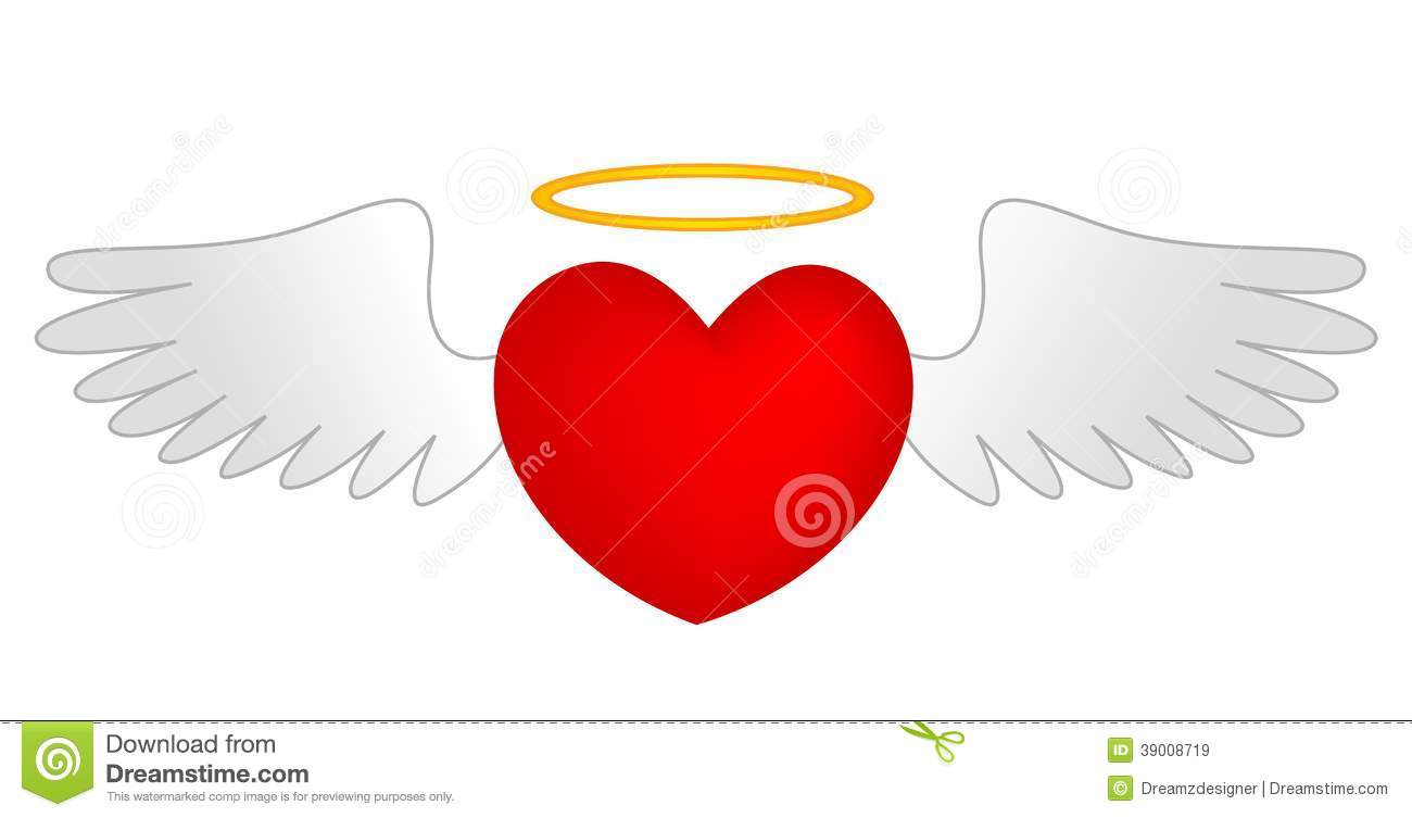 Heart With Wings And Halo Clipart Heart With Angle Wings And