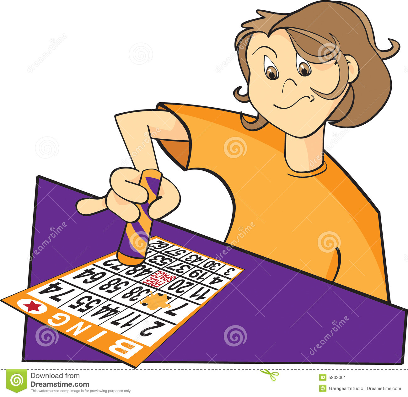 Illustration Of A Person Playing Bingo Dabbing The Bingo Card