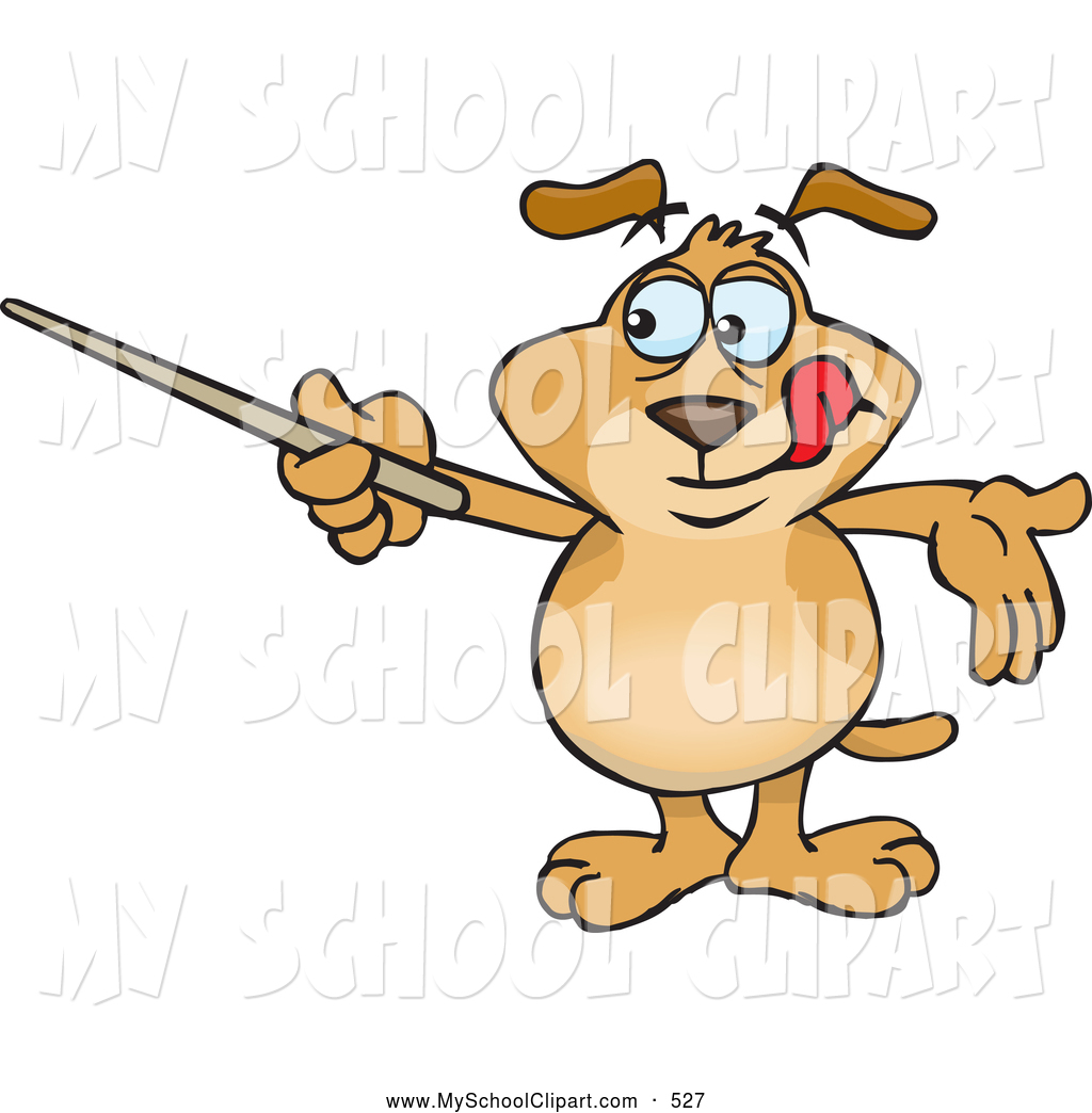 Larger Preview  Clip Art Of A Smart Brown Dog Canine Holding A Pointer