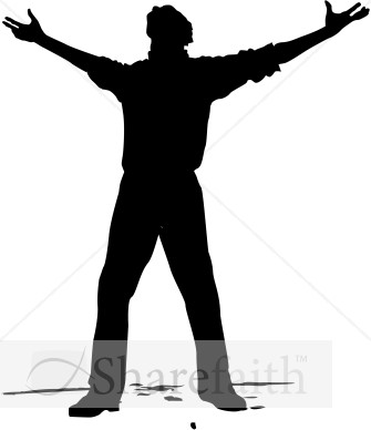 Man With Arms Open To Heaven   Praise Clipart