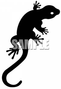 Silhouette Of A Gecko Lizard   Royalty Free Clipart Picture