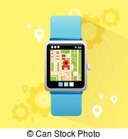 Smart Watch Application City Map Navigation Stock Illustration