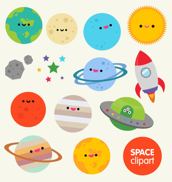 Space Clipart Commercial Use Digital Planet Graphics  Cartoon Kawaii