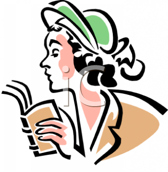 Vintage Woman Reading A Book   Royalty Free Clipart Picture