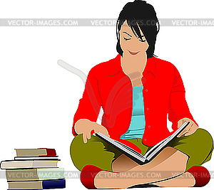 Woman Reading Book   Vector Clipart