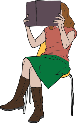 Woman Reading Book While Sitting On Chair   Vector Clip Art