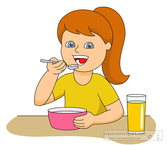 Girl Eating Breakfast Clip Art
