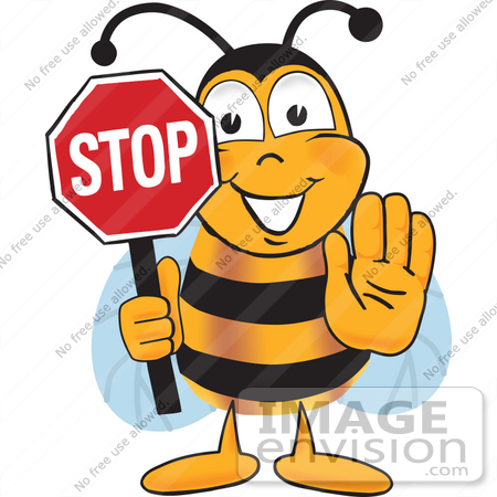 Stop Clipart 22903 Clip Art Graphic Of A Honey Bee Cartoon Character