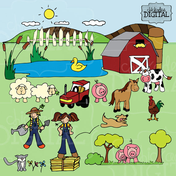 To Farm Clipart Farmer Cow Horse Pigs And Sheep Clip Art Farm