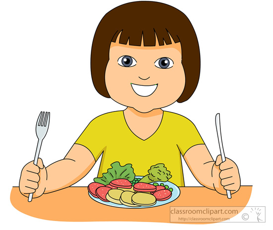 Vegetable Clipart   Girl Eating Salad 831   Classroom Clipart