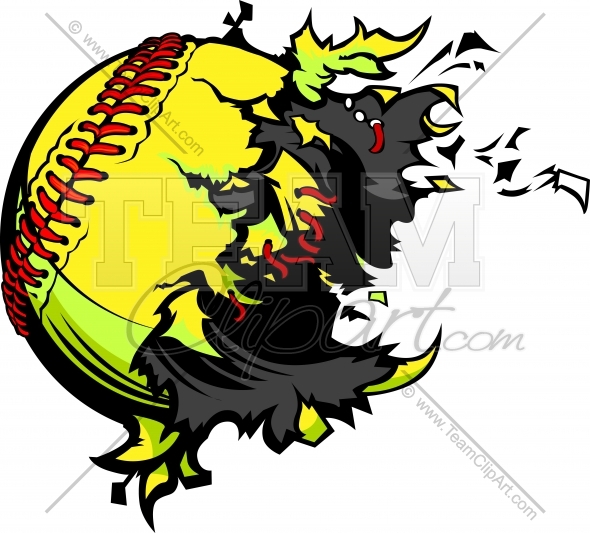 Exploding Fastpitch Softball Clipart Image Of A Baseball