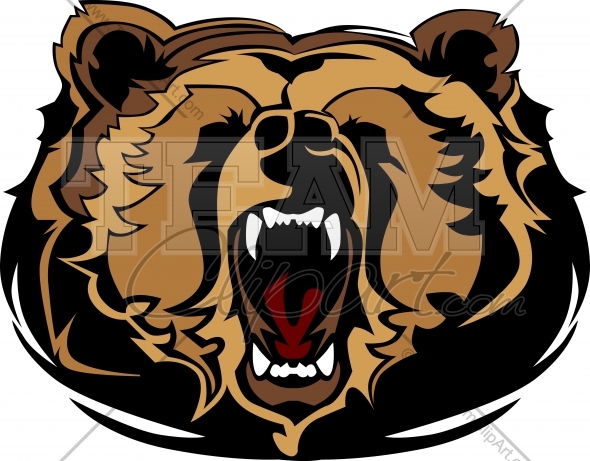 Growling Grizzly Bear Mascot Head Vector Clipart Image   Team Clipart
