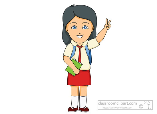School   Girl Student Wearing School Uniform   Classroom Clipart