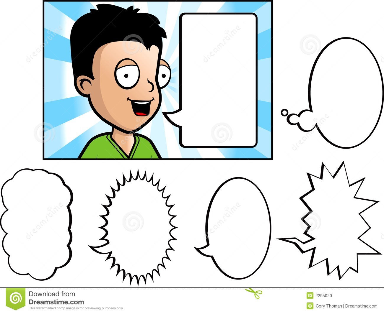 Young Boy Speaking  Includes A Variety Of Word Bubbles
