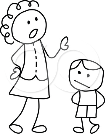 1106485 Clipart Black And White Stick Drawing Of A Mother Scolding Her