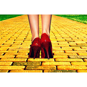 Yellow Brick Road On A Summer Day  Winding Through Green Hills Into