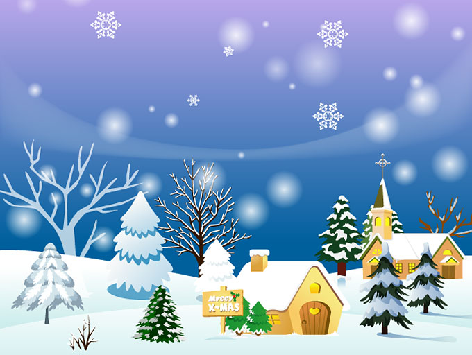 Christmas Town Background Or Winter Landscape Vector  Free    Free