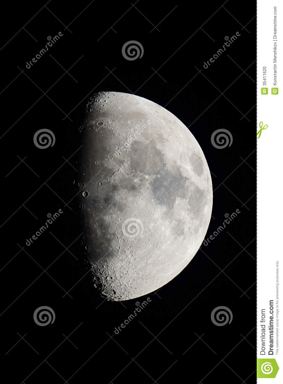 First Quarter Moon Stock Photo   Image  35411620