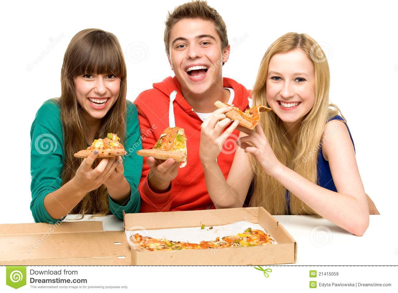 Group Of Teenagers Eating Pizza Royalty Free Stock Images   Image