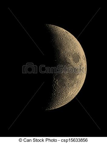 Of Moon   First Quarter Of Moon Phase Csp15633856   Search Clipart