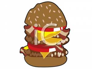 Triple Bacon Cheeseburger   Royalty Free Clipart Picture