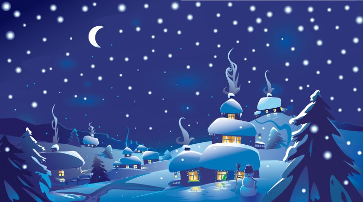 Winter Christmas Scene Vector Illustration   Free Vector Graphics