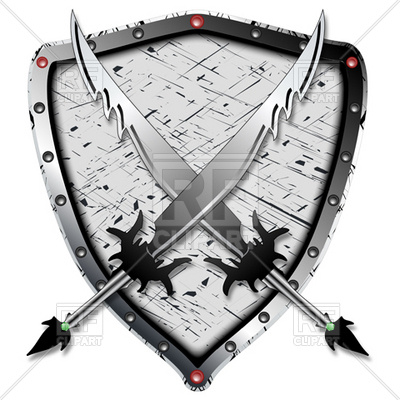 Crossed Barbarian S Swords And Shield   Heraldic Elements Download    