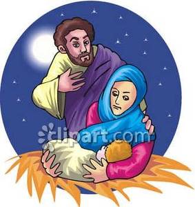Mary And Joseph With Baby Jesus   Royalty Free Clipart Picture