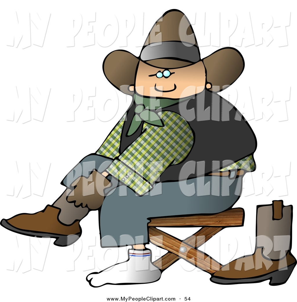 Preview  Clip Art Of A White Cowboy Putting Boots On Feet By Djart