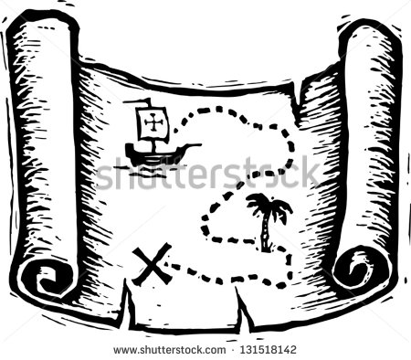 Treasure Map Clipart Black And White Black And White Vector