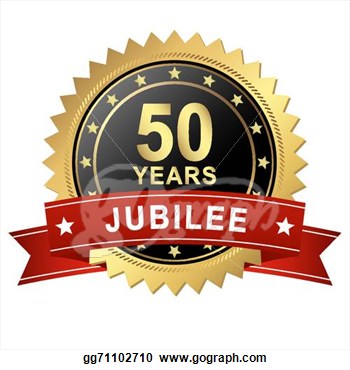 Vector Clipart   Jubilee Button With Banner   50 Years  Vector