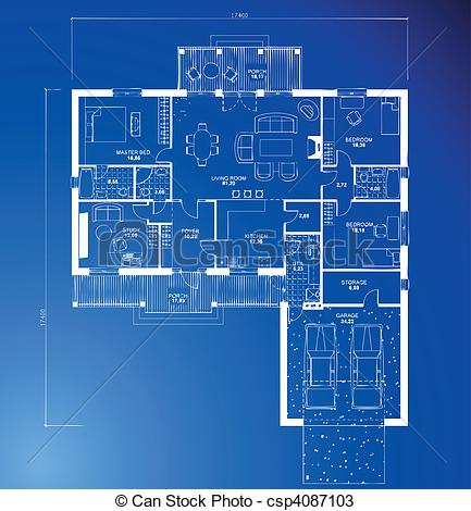 Vectors Of Architectural Blueprint Background Vector   Architectural