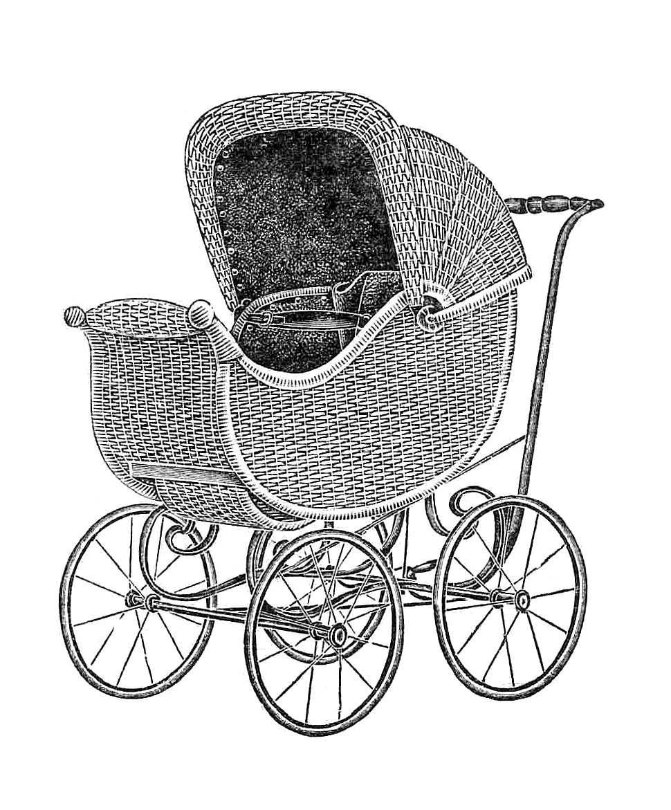 Antique Images  Free Baby Carriage Graphic  Vintage Wicker Baby