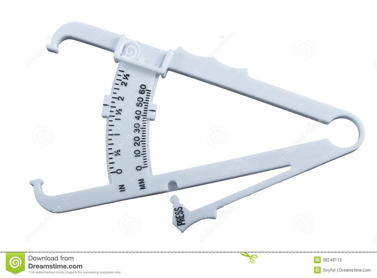 Body Fat Measuring Calipers Isolated On White Background