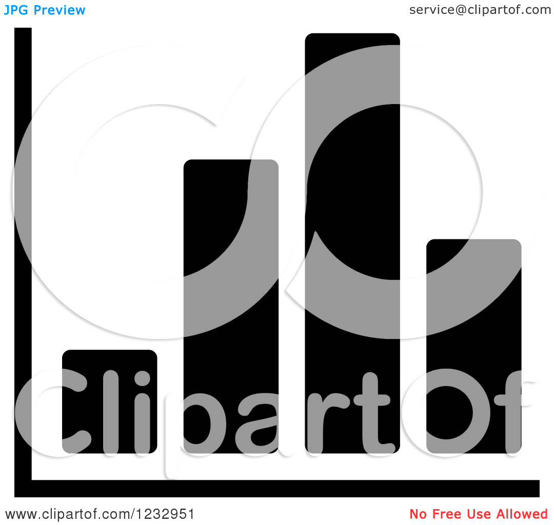 Clipart Of A Black And White Bar Graph Business Icon   Royalty Free