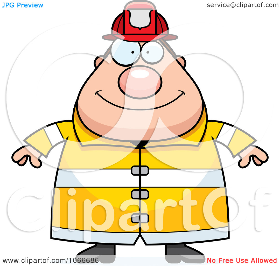 Clipart Pudgy Fireman   Royalty Free Vector Illustration By Cory