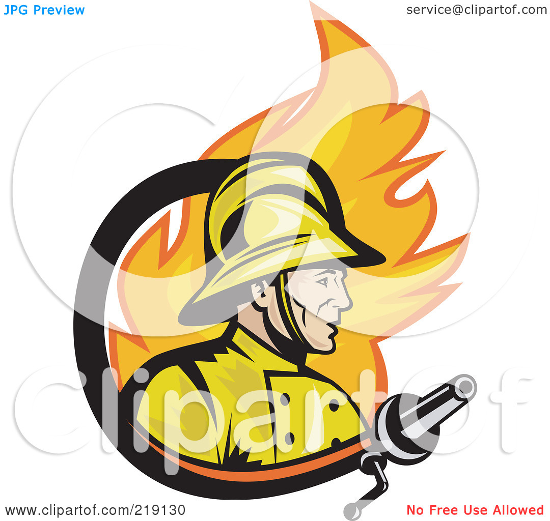 Royalty Free  Rf  Clipart Illustration Of A Retro Fireman Fire And