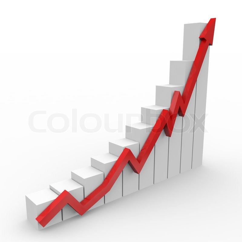 Business Graph With Going Up Red Arrow   Stock Photo   Colourbox