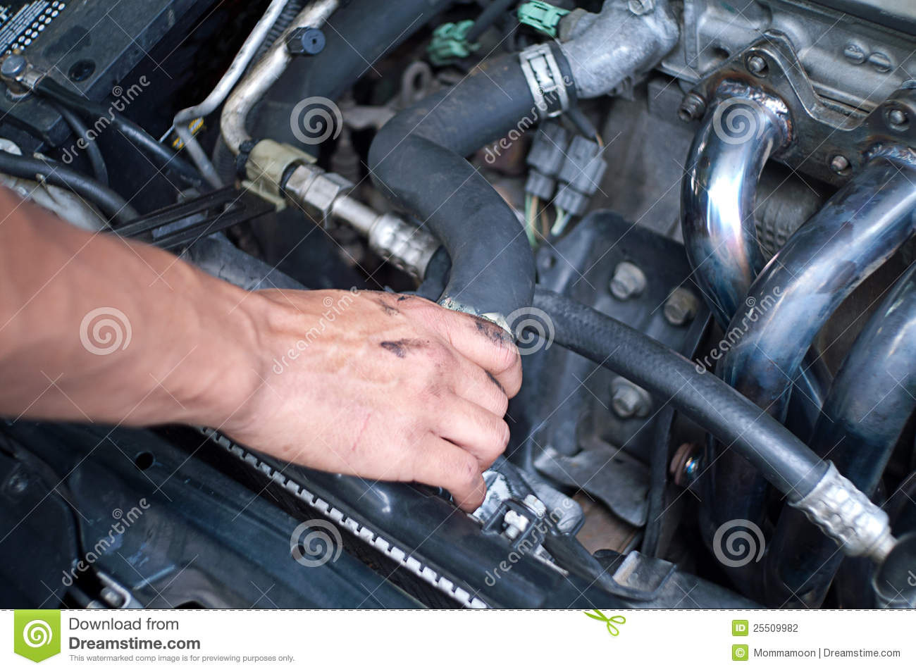 Man S Greese Stained Hand As He Iw Working Under The Hood Of A Car
