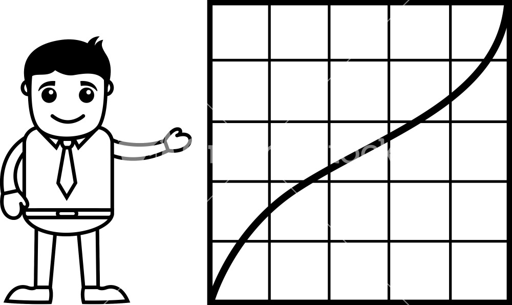 Man Showing Increasing Graph Line   Business Cartoon Character